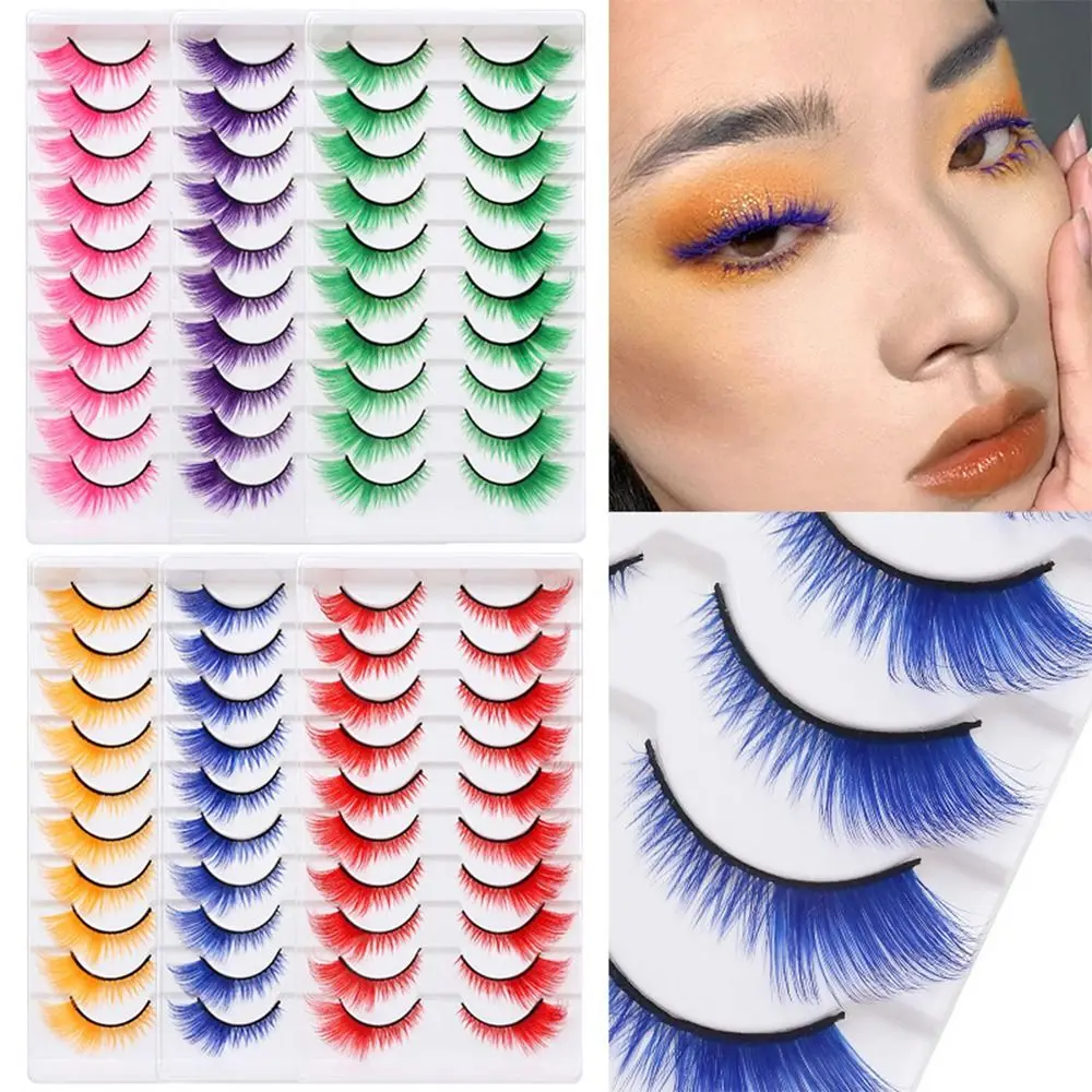 10 Pairs Dramatic Look Colored - Eyelash Extension Cat Eye 评论和价格