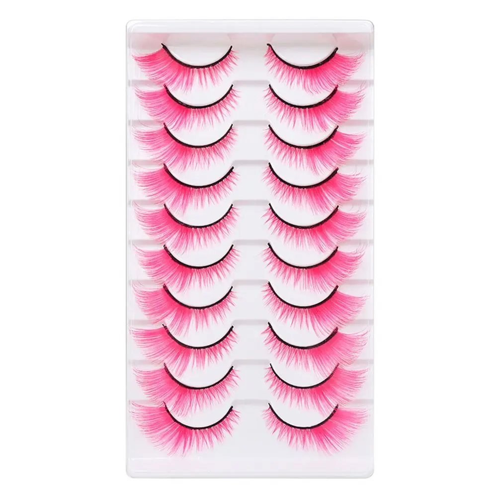 10 Pairs Dramatic Look Colored - Eyelash Extension Cat Eye 评论和价格