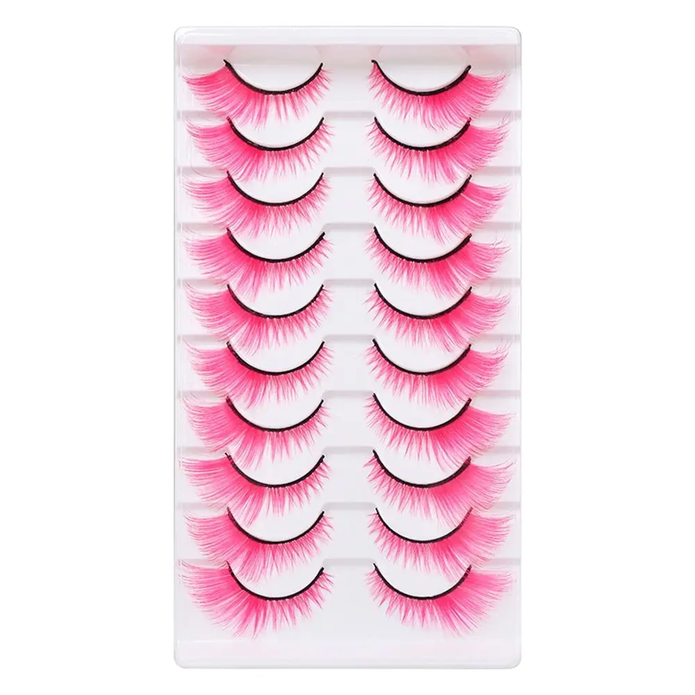 10 Pairs Dramatic Look Colored - Eyelash Extension Cat Eye 评论和价格