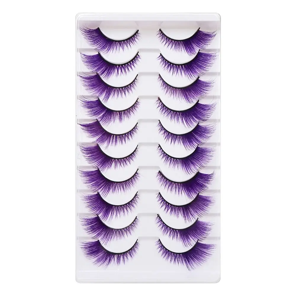 10 Pairs Dramatic Look Colored - Eyelash Extension Cat Eye 评论和价格