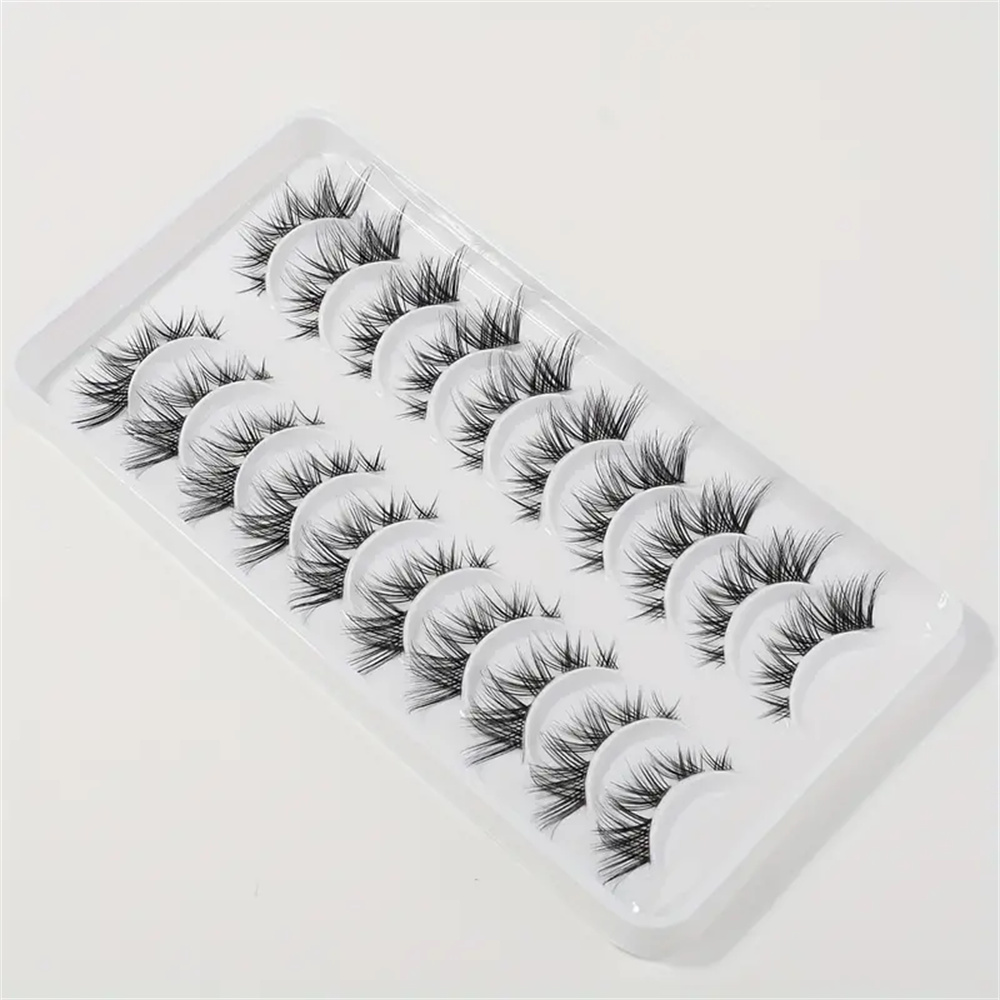 10 Pairs False Eyelashes Clust - Eyelash Extension Cat Eye 评论和价格