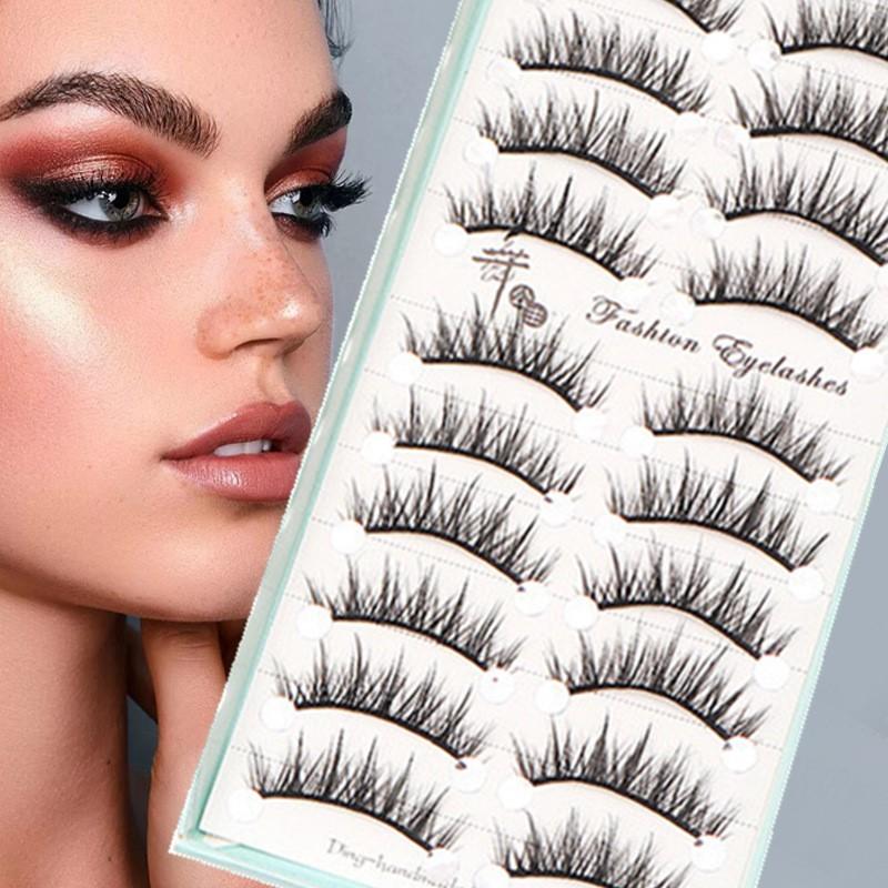 10 Pairs Natural Long Wispy Ca - Eyelash Extension Cat Eye 评论和价格